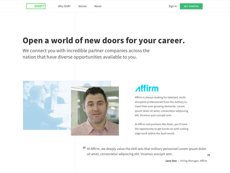 Design refresh of the Shift.org fellows marketing site